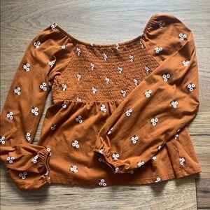 Floral Smocked Rust Top
